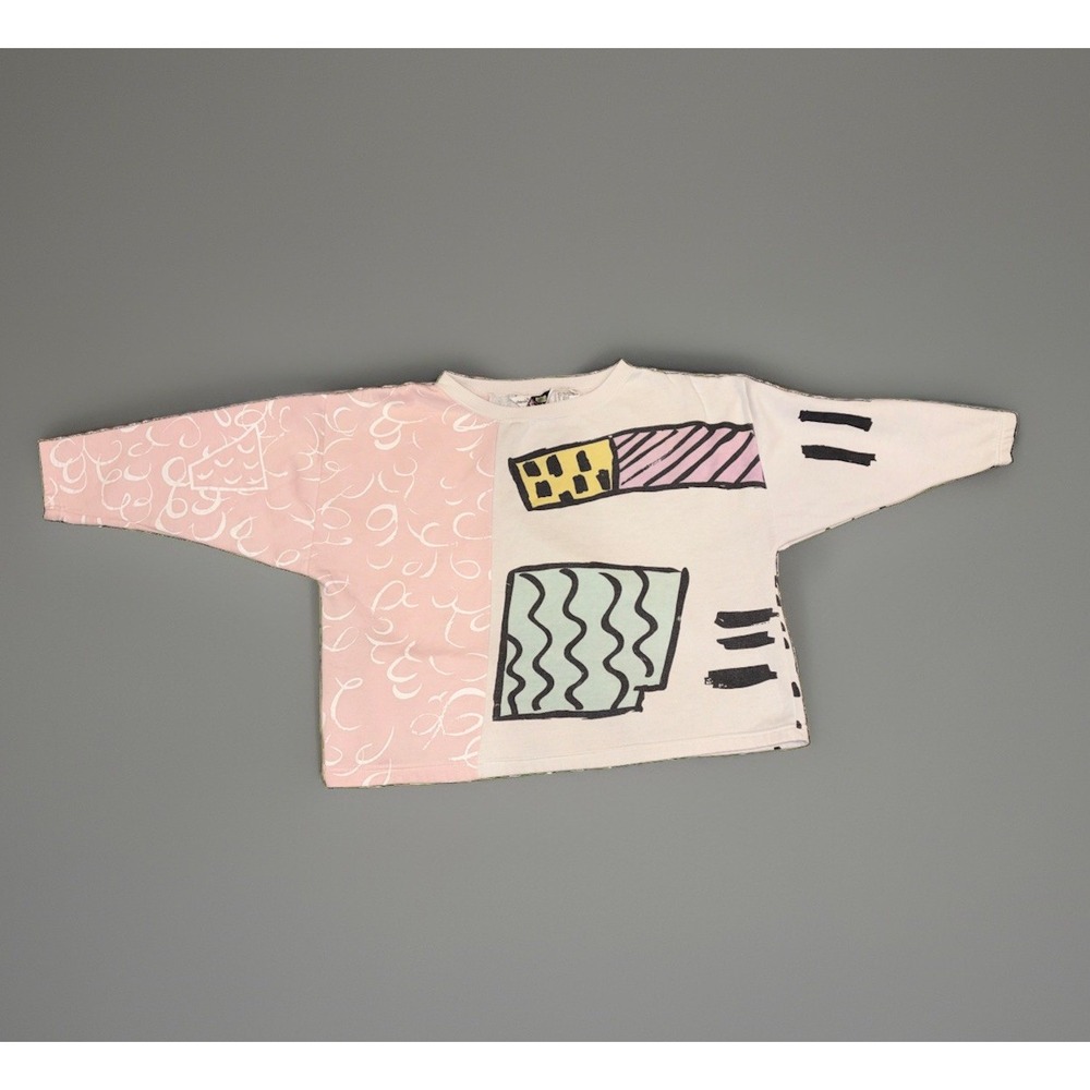 Vintage Chauvin Elle Pastel Memphis-Style Pop-Art Sweatshirt Pullover Sz M